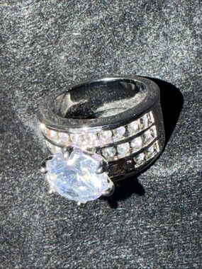 Charter Club Silver-Tone Multirow Pavé Ring with Large Clear Center Stone